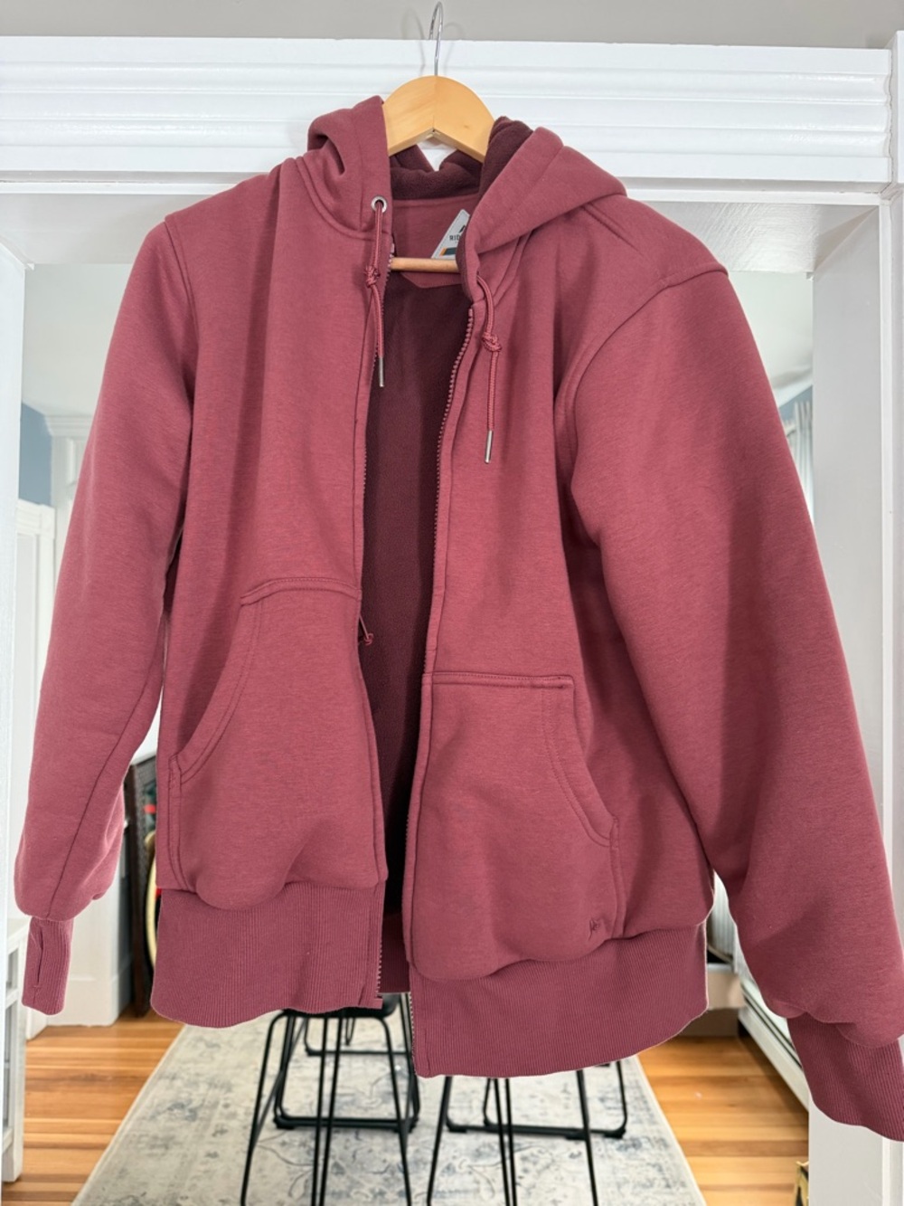 Women’s Zip-Up Hoodie Sweatshirt - Dusty Rose cotton blend! SUPER soft inside!